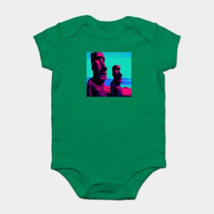 Easter Island Statues in Pop Art Baby Bodysuit